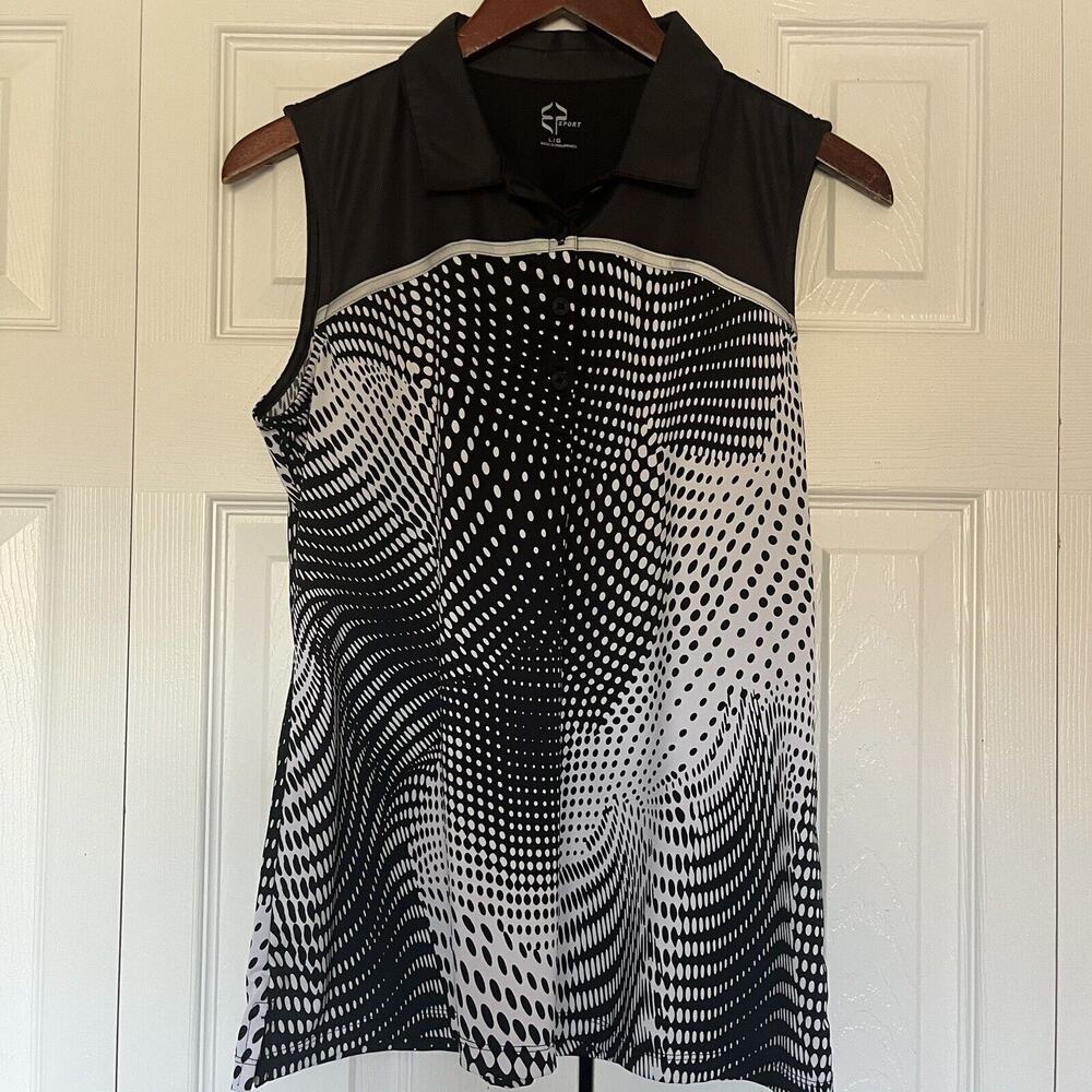 Women’s EP Sport Sleeveless Black White Top Size Large